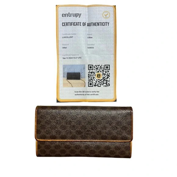 Celine Macadam Monogram Long Wallet Brown Coated Canvas Vintage COA - Picture 8 of 8